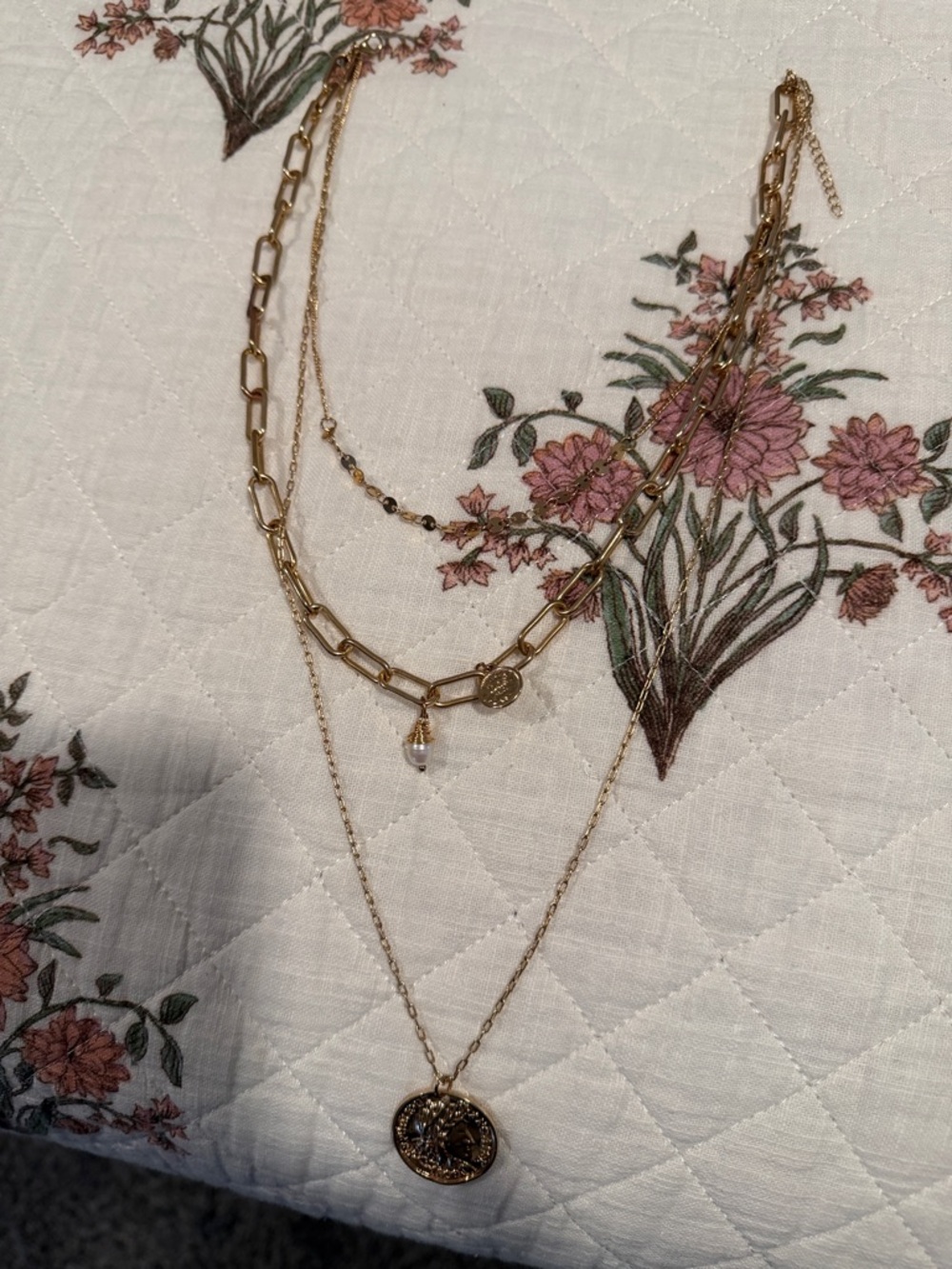 Gold Coin Pendant Layered Necklace - Women Jewelry - Picture 3 of 3